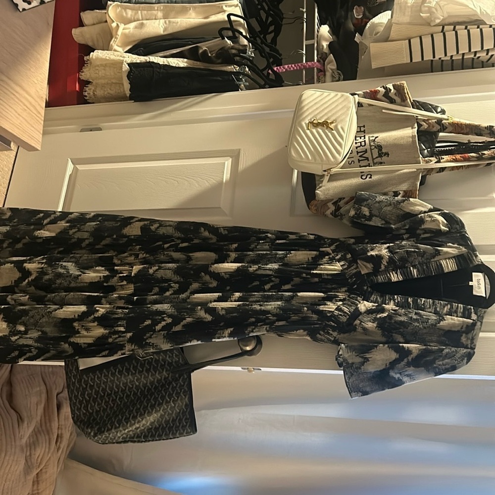 Bash long black icat printed dress